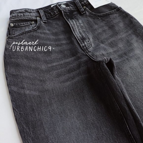 NWT ABERCROMBIE Curve Love 90s High Rise Straight Jean Gray Side Slit size 27 - Picture 11 of 14